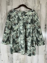 World Market Womens Blouse Size L/XL Green Multi Peacock Floral Pleated ... - £17.13 GBP