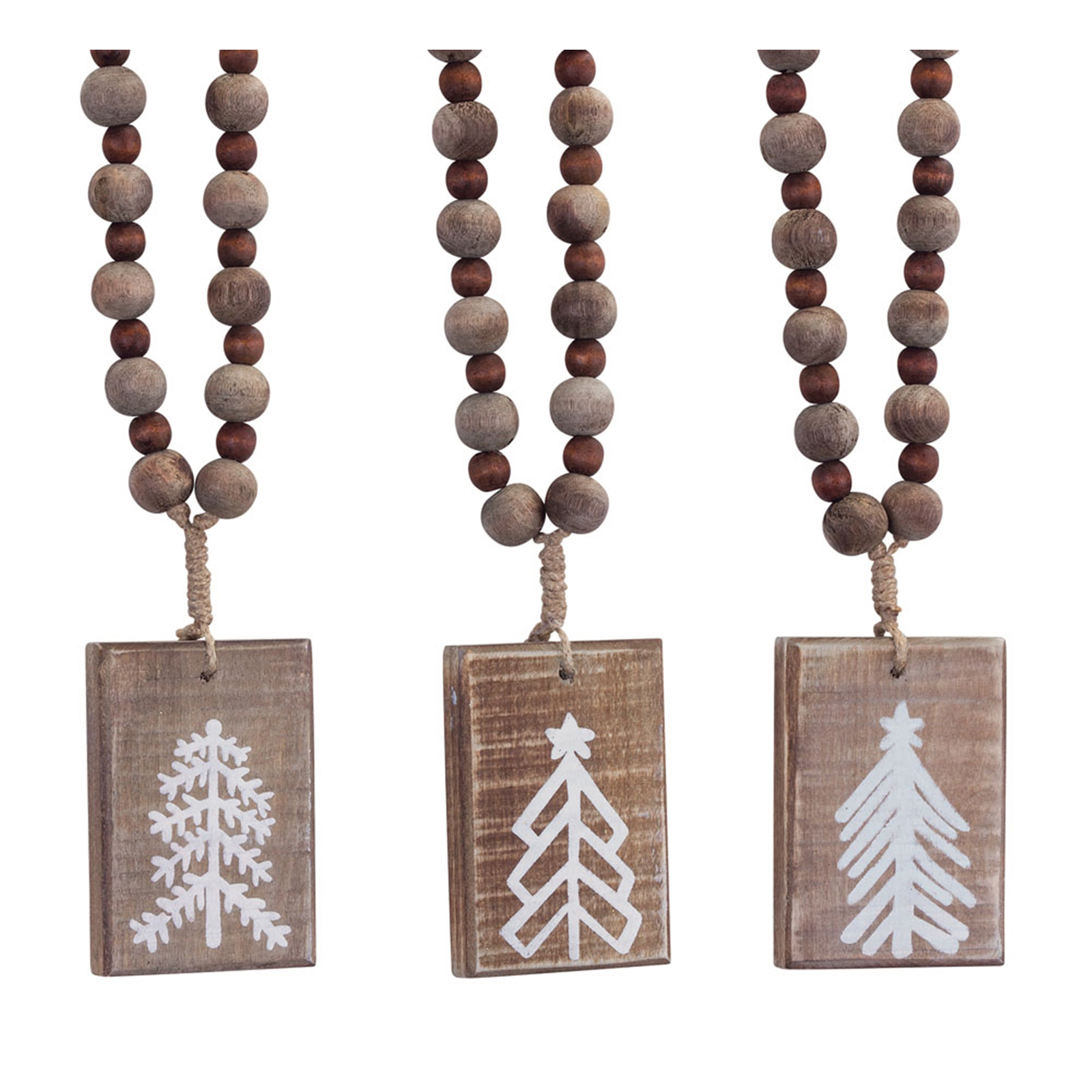 Rustic Wood Tree Tag Ornament with Beaded Hanger (Set of 6) - $60.03