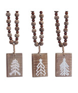 Rustic Wood Tree Tag Ornament with Beaded Hanger (Set of 6) - $84.16 CAD