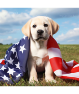 Digital Art Photorealistic Dog Wrapped in USA Flag - €0,84 EUR