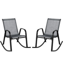 Set of 2 Metal Patio Rocking Chair with Breathable Seat Fabric-Gray - Co... - €133,47 EUR
