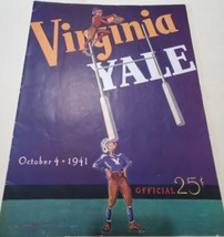 Vintage Used FOOTBALL Virginia vs. Yale GAME Official Program OCT. 4, 1941 - £11.59 GBP