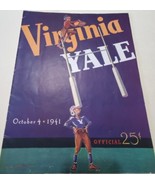 Vintage Used FOOTBALL Virginia vs. Yale GAME Official Program OCT. 4, 1941 - £11.61 GBP