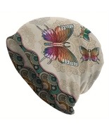 Beanie Hat Vintage Style Butterfly Mandala Knit Cap - Poly Spandex Blend - $15.42 CAD