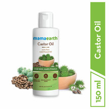 Mamaearth Castor Oil 100% Pure Cold Pressed Oil For Skin- Hair &amp; Nails, 150ml - £16.12 GBP