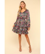 Haptics V-Neck Satin Floral Layered Dress - $84.04 CAD