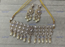 VeronuiQ Trends-Elegant Victorian Diamond Look  Polki Choker Necklace - £172.09 GBP
