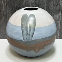 italian Pottery Bagni Raymor Vase Orb Spherical Blue White Earth Tones L... - $148.50