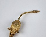 Vintage Mouse brooch pin wiggle tail gold tone jewel eyes unmarked - $14.84