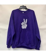 LA Pop Art Women XL Purple Peace Graphic Pullover Crewneck Sweatshirt NW... - $26.87 CAD