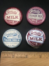 4 Diff VTG Country Club Dairy Milk Bottle Cap Lid 1.5&quot; Kansas City Misso... - $11.29