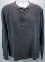 V) Old Navy Men’s Waffle Knit Long Sleeve Gray Cotton Shirt Large - £7.79 GBP