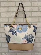 ANN KLEIN Hobo Style Tote Bag woman Floral pattern Shoulder Bag Beige Pink Blue - £27.69 GBP