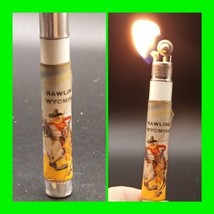 Unique Vintage Rawlins Wyoming  Advertising Lighter Colorful Graphics ~ Working - £31.72 GBP