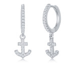 Small huggie hoop anchor Women&#39;s Earrings .925 Silver 274051 - £40.08 GBP