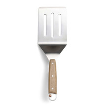 Outset Jackson Stainless Steel Slotted Grill Spatula, Acacia Wood Handle, Silver - £32.28 GBP