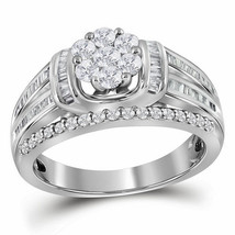 Authenticity Guarantee 
10kt White Gold Round Diamond Cluster Bridal Wedding ... - £910.77 GBP