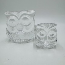 Skruf Sweden art glass owls figurines frosted  Signed 1974 MCM - £59.07 GBP