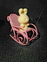 AVON GIFT Collection Spring Bunny Pink Rocking Chair Easter Ornament Miniature - £5.49 GBP