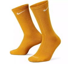 Nike DRI-FIT Everyday Plus Performance Cushion Crew Socks Gold Size Womens 10-13 - £12.22 GBP