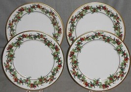 1992 Set (4) Royal Gallery The Holly And The Ivy Pattern Salad Plates Christmas - $89.09