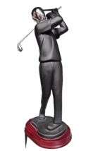 Golf Player Resin Sculpture Black and Silver Decoration 12&quot; Height - £26.27 GBP