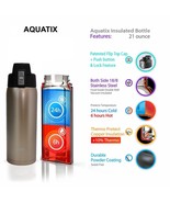 Aquatix Glittering Gold Insulated FlipTop Sport Bottle 21oz Pure Stainle... - $27.16 CAD