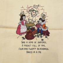 Vtg Hand Cross Stitch Wall Art Nursery Rhyme Sing A Song Of Six Pence 14... - $12.64