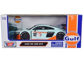 Audi R8 LMS GT3 #28 Light Blue with Orange Stripes "Gulf Oil" "Gulf Die-Cast Col - $1,674.65 MXN