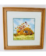 Vintage Disney Winnie The Pooh Autumn Fall Framed Print Eeyore Piglet Ti... - $41.07 CAD