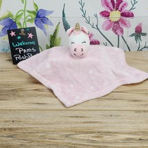 HB Hudson Bay Pink Stars Unicorn Security Blanket/Lovey Plush 14&quot; x 14&quot; - £7.42 GBP