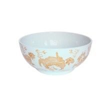 Beautiful White and Gold Porcelain Kylin Motif Bowl 15&quot; - £213.16 GBP