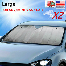 2x Large Dual-Layer Sun Shade Reversible for SUV Car Windshield Size: 27x55 inch - £11.82 GBP