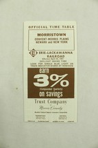 Erie-Lackawanna EL Railroad Public Timetable 1961 Morristown Train RR PTT - $9.47 CAD