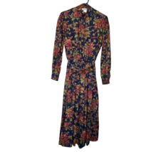 Vintage 80s Viscose Black Floral Dress By Jackie Bernard For Eklektic Si... - $24.99