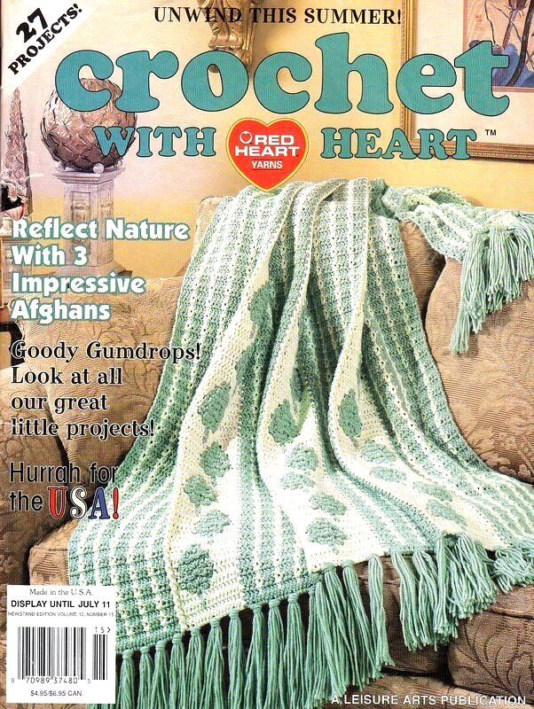 Crochet With Heart Vol 12  #15 June 2000 Leisure Arts / Red Heart 27 Projects - $6.50