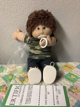 Vintage Cabbage Patch Kid With Pacifier 1ST EDITION Brown Fuzzy Hair Blue Eyes - $375.00