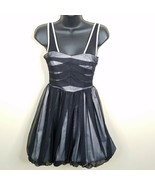 BCBGeneration Dress Womens 0 Black Silver Satin Black Mesh Draped Bubble... - £14.19 GBP