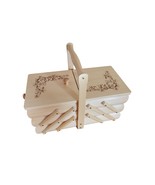 Natural wood sewing box, jewelry casket, small ornamental expandable box  - £79.83 GBP