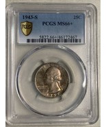 1943S- Washington Quarter- PCGS- MS66+ Gold Shield- Beautiful Toning Obv... - $6,115.45 MXN