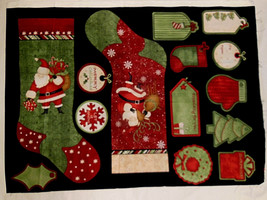 STOCKING FABRIC PANEL CHRISTMAS GIFT TAGS Labels 22.5&quot; W X 1 yard 23&quot; long - £4.97 GBP