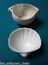 Belleek 2 pcs open sugar and shell footed mini bowl [bellek] - $543.11 MXN