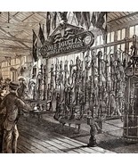 Hand Pump Exhibit 1876 Worlds Fair Centennial Expo Victorian Engraving D... - $98.22 CAD