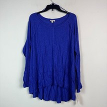 Style &amp; Co Womens L Sapphire Glow Blue Scoop Neck Long Sleeves Top NWT BP56 - £15.52 GBP
