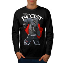 Wellcoda The Beast Monkey Mens Long Sleeve T-shirt, Boxing Ape Graphic Design - £18.27 GBP