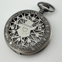 Disney Pocket Watch Greeting Men Silver Quartz Analog Half Hunter New Ba... - $23.74