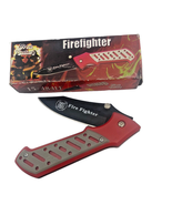 FIRE FIGHTER Red Fireman Folder Pocket Knife NIB 15-484FF 4-1/4&quot; Closed Vtg - $14.84