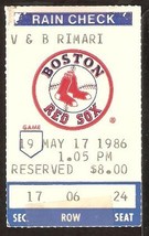 Texas Rangers Boston Red Sox 1986 Ticket Jim Rice Larry Parrish Quinones - £2.33 GBP