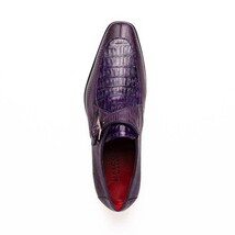 Men's Shoes genuine crocodile and lizard dress monk strap Toluca Purple image 4