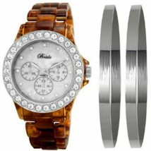 NEW Breda 8140-tortsilver.BR Womens Cassandra Rhinestone Tortoise Watch Gift Set - £24.99 GBP